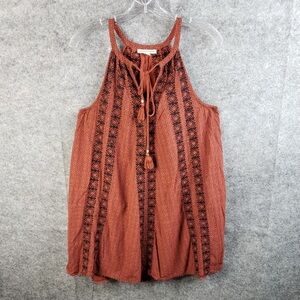 American Eagle Outfitters A Line V Neck Dress Women's XS Extra Small Red Black